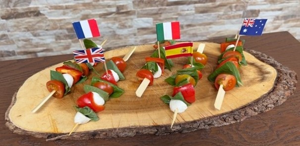 Caprese Skewers with Roasted Red Bell Peppers