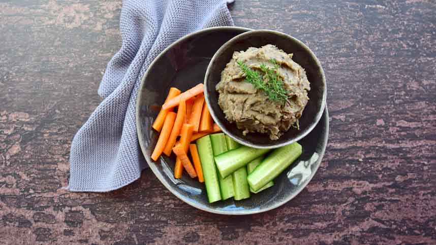 Bean Hummus with sliced carrots